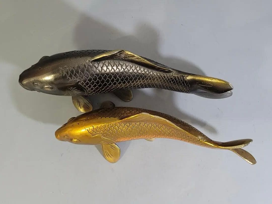 DT593 双魚 金銀 置物 銅製