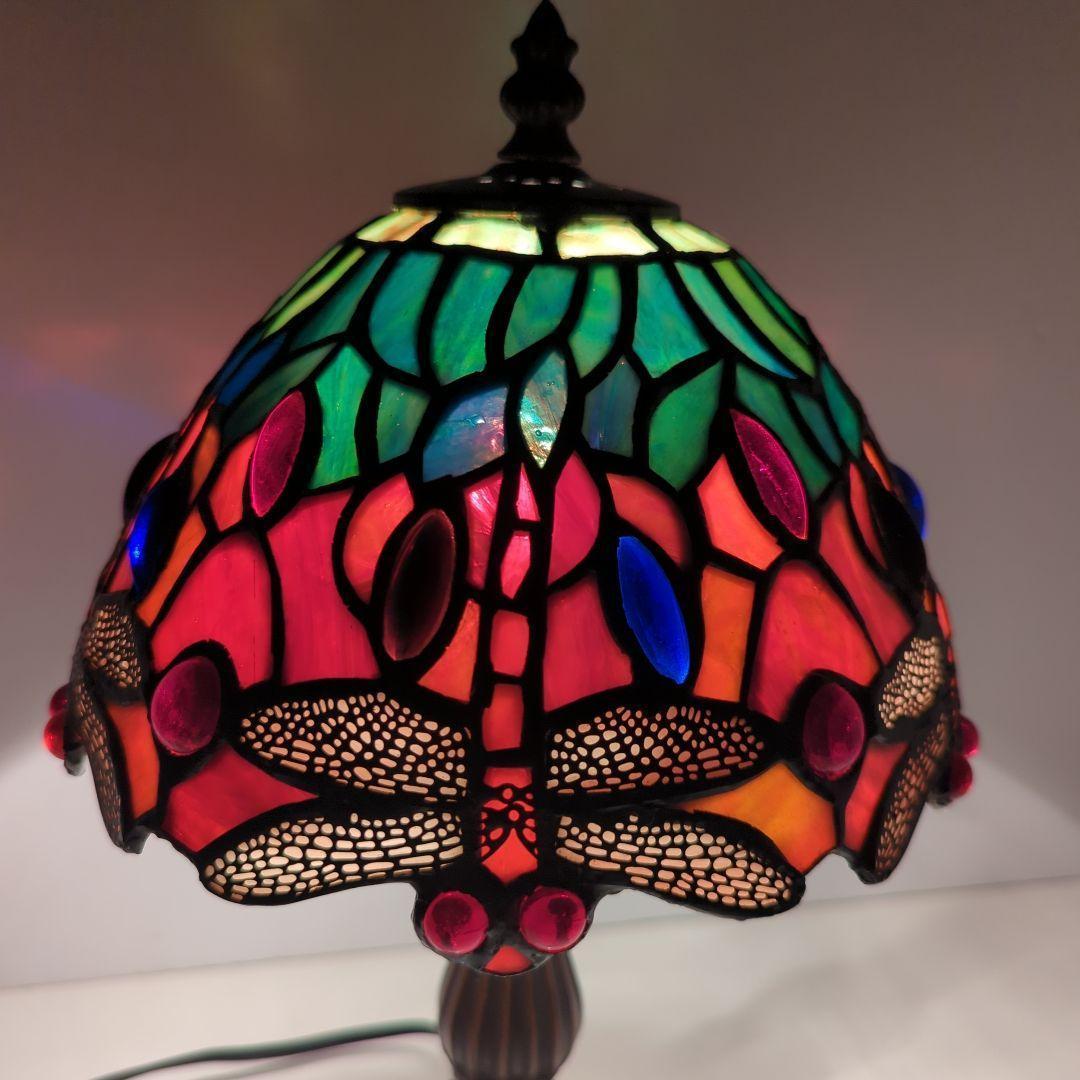 【 アンティーク 】 ステンドグラス／テーブルライト／トンボ／立体ガラス