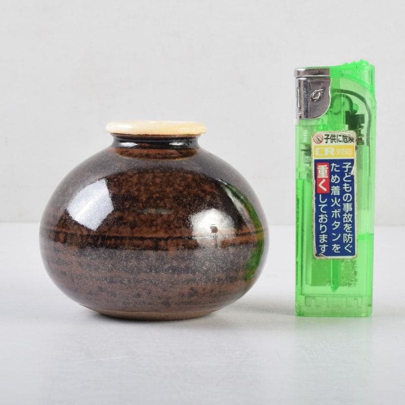 茶道具　松本鉄山作　大名物写　国司茄子茶入　仕覆付　共箱　V　9199