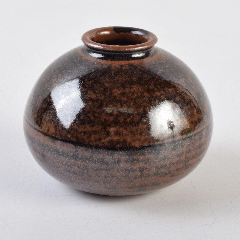 茶道具　松本鉄山作　大名物写　国司茄子茶入　仕覆付　共箱　V　9199