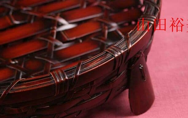 竹編細工籠 自然竹の編み上げ 茶籠 茶道具収納}