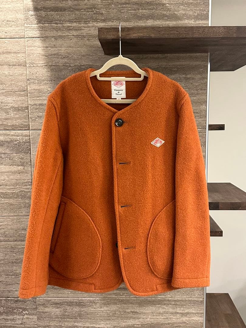 DANTON ウールノーカラーコート オレンジ