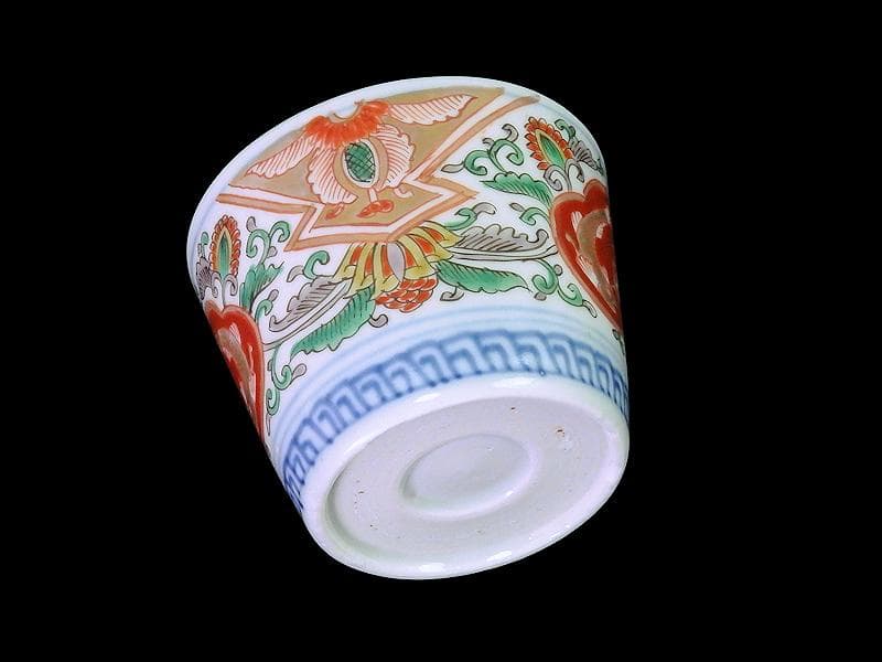 古伊万里　金襴手　双魚に花唐草の図　蕎麦猪口　E221AS-fbvn