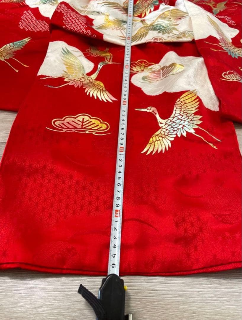 正絹 七五三　3才　セット 赤 白 鶴