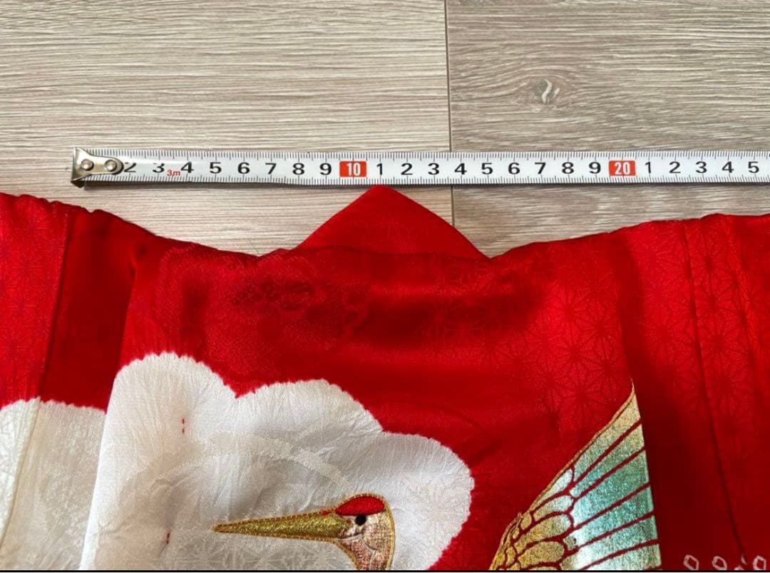 正絹 七五三　3才　セット 赤 白 鶴