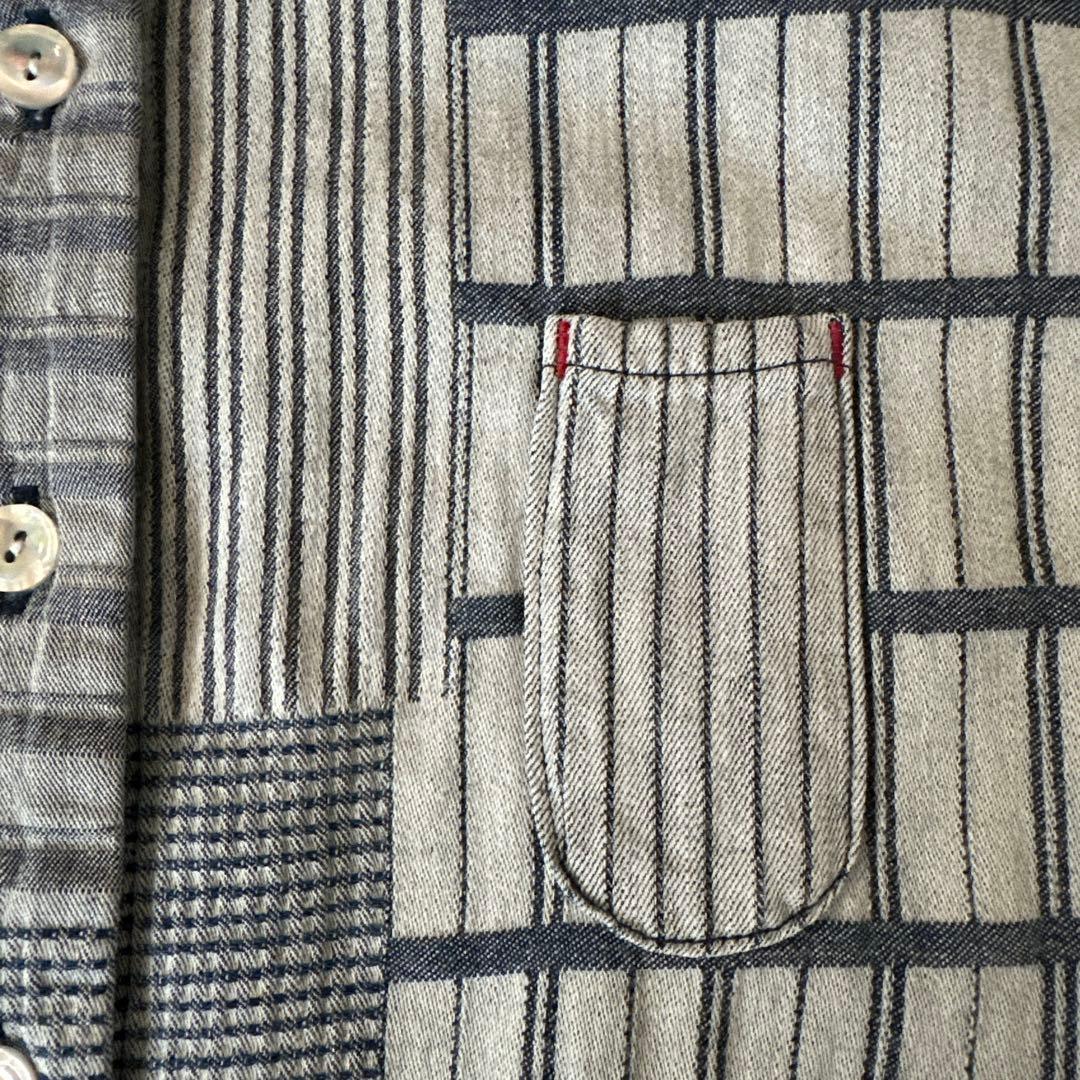 BlueTrick レディース スタンドカラーシャツ 刺子パッチ