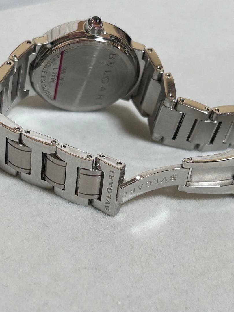 【美品】BVLGARIブルガリ　ピンクシェルレディース腕時計