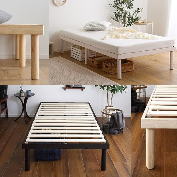 シングルベッド◆パイン材高さ2段階調整脚付きすのこベッド(シングル)ナチュラル③