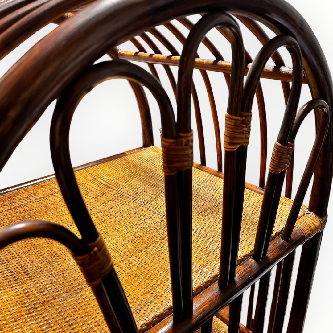 【美品】ラタン アーチ型 5段シェルフ 引き出し付き 籐家具 ヴィンテージ