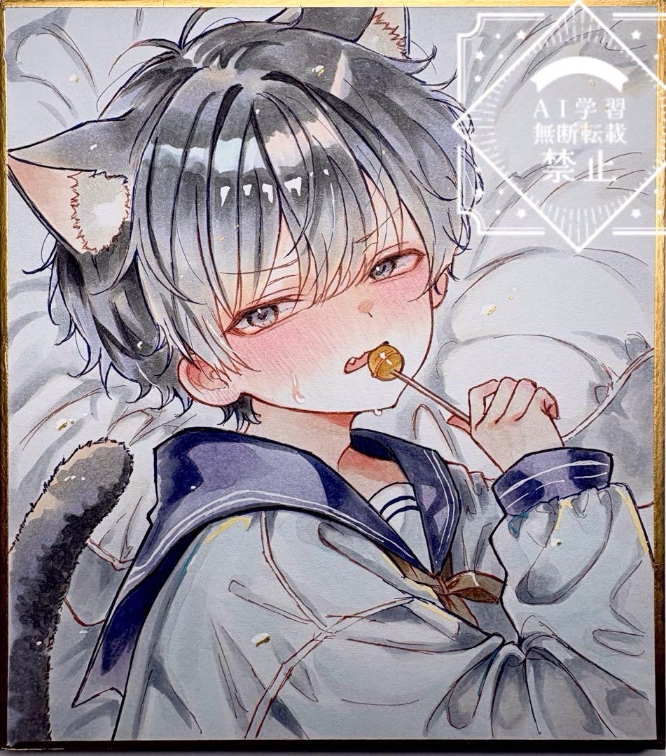 二*ル様 一点物 オリジナル 色紙 手描きイラスト アナログ 男の子 創作 原画