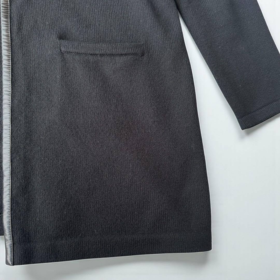 ラルフローレンブラックレーベル　カシミヤ100% レザーパイピング　ニットコート