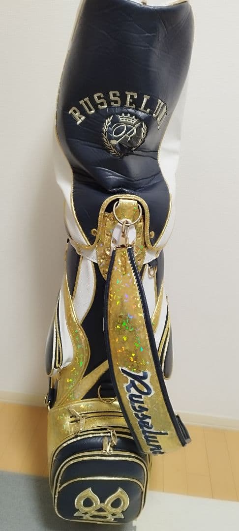 Russell ゴルフキャディバッグ ネイビー/ホワイト/ゴールド