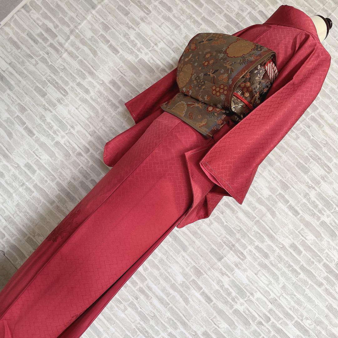 訪問着　フルセット　桧垣地紋　花丸紋　艶やか　着物　付け下げ　I6