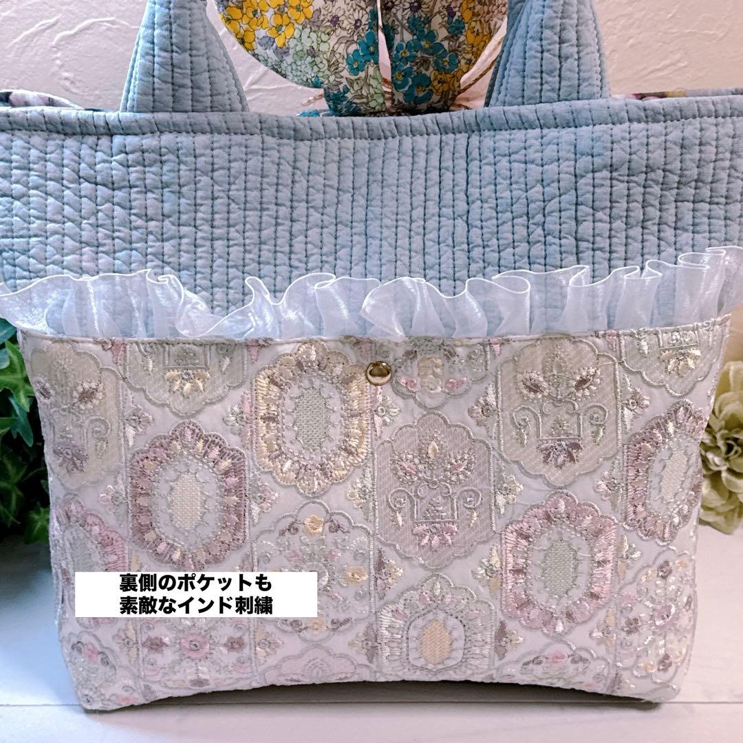 あ*き様 コヤンイサムチョン♡マンドゥ君のヌビ×インド刺繍春色トートバッグ