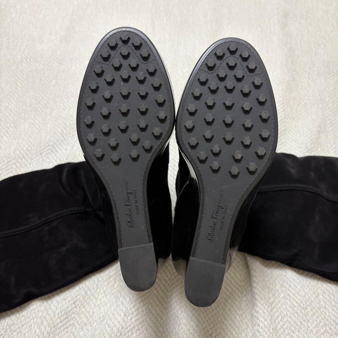 美品 Salvatore Ferragamo ガンチーニ スエード ロングブーツ