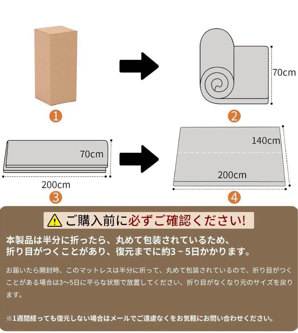 マットレス 180N高反発 ダブル 折り畳み ベットマット 敷布団 白 2個