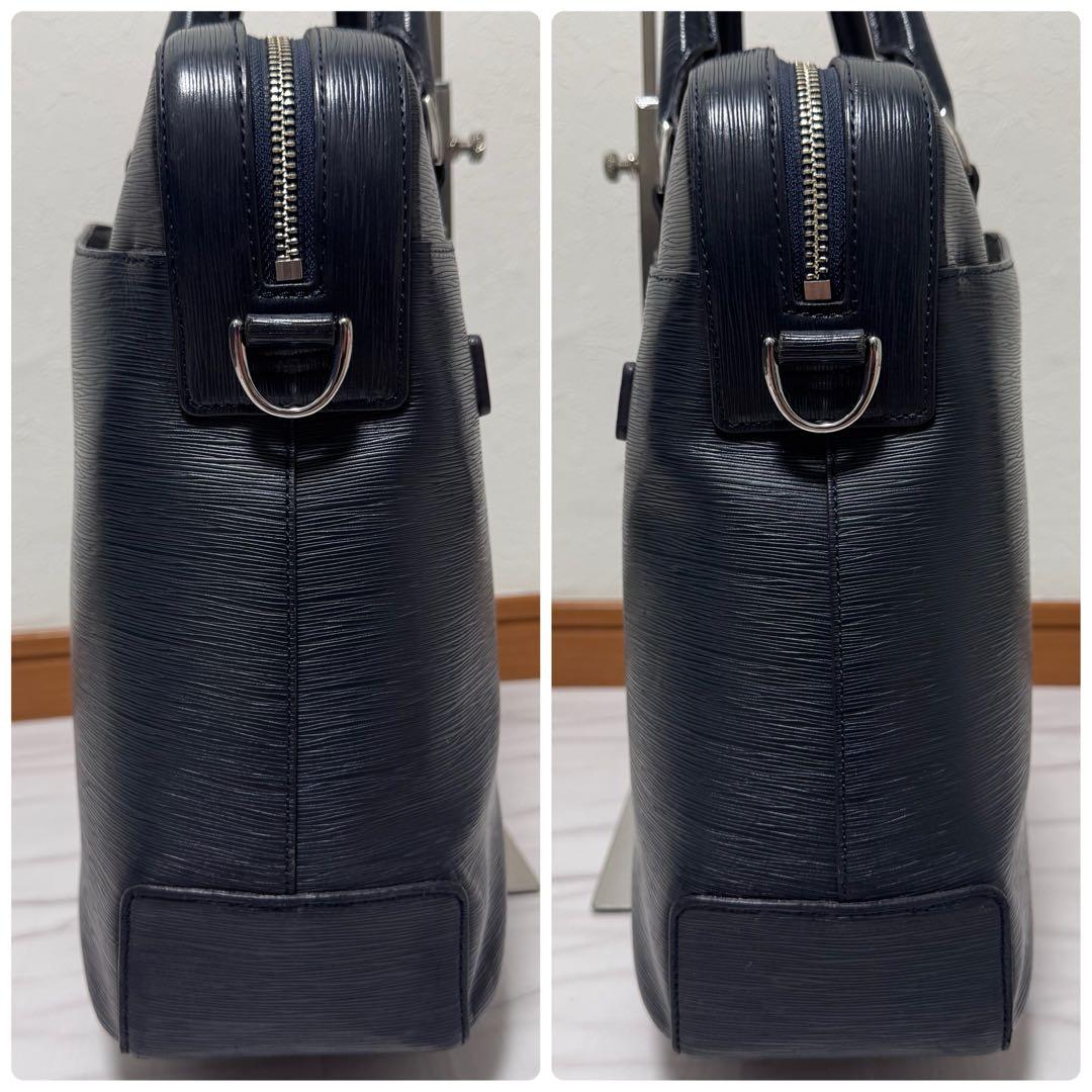 保存袋付✨ペッレモルビダ キャピターノ 2wayビジネスバック ネイビー レザー