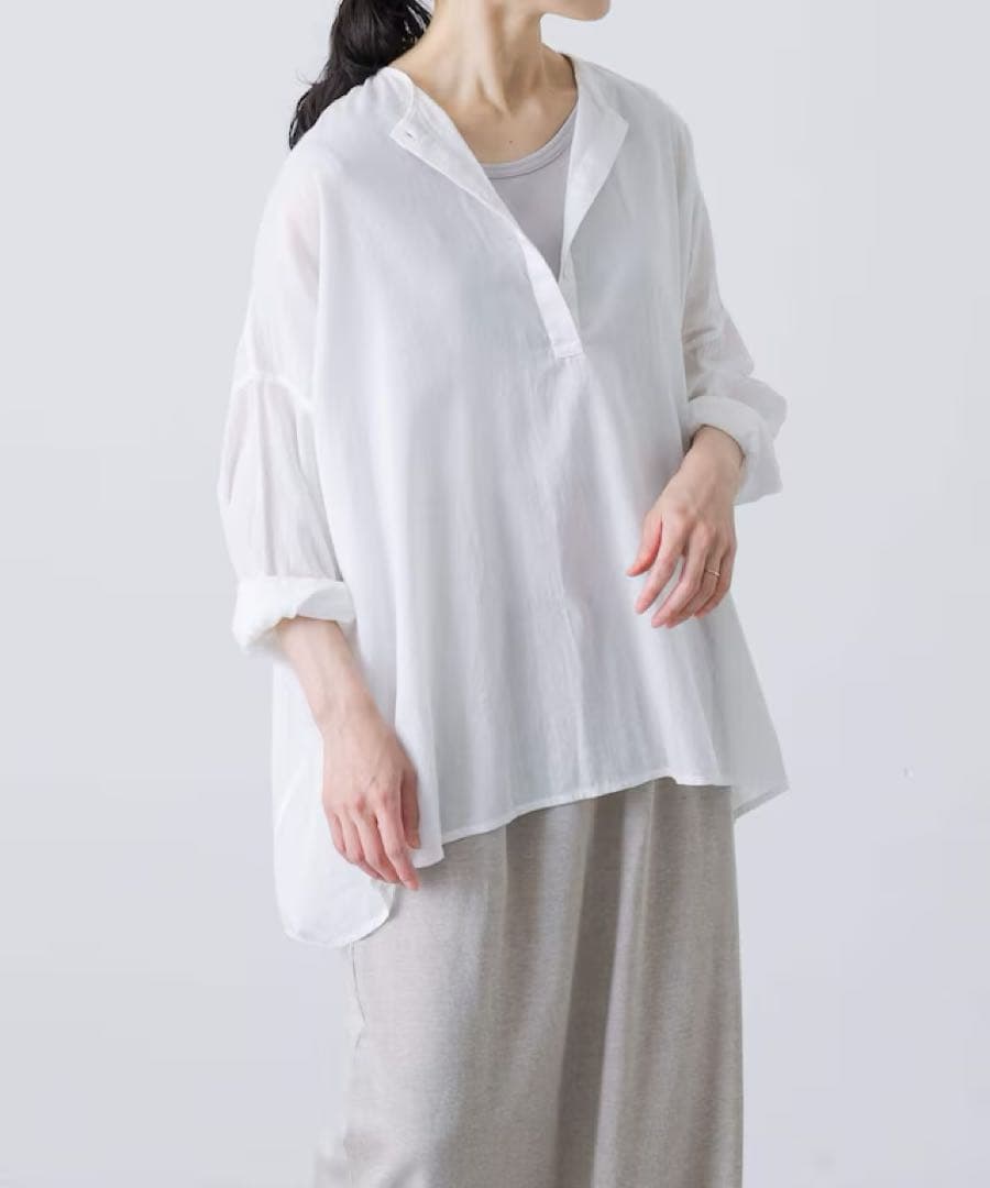 【極美品】かぐれ　ボイルワイドプルオーバー　オフホワイト