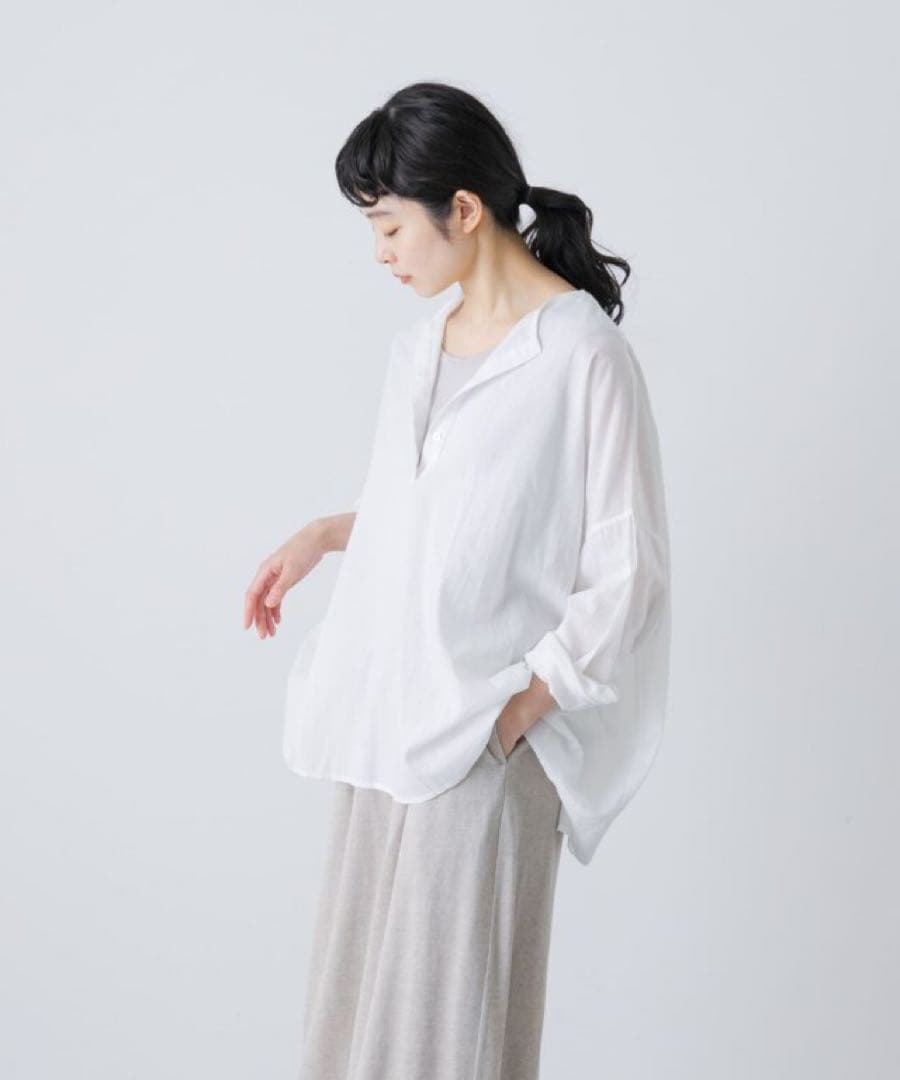 【極美品】かぐれ　ボイルワイドプルオーバー　オフホワイト