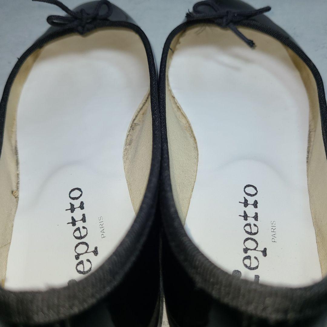 371/2【Repetto】レペット　フラットバレエシューズ　エナメル　ブラック
