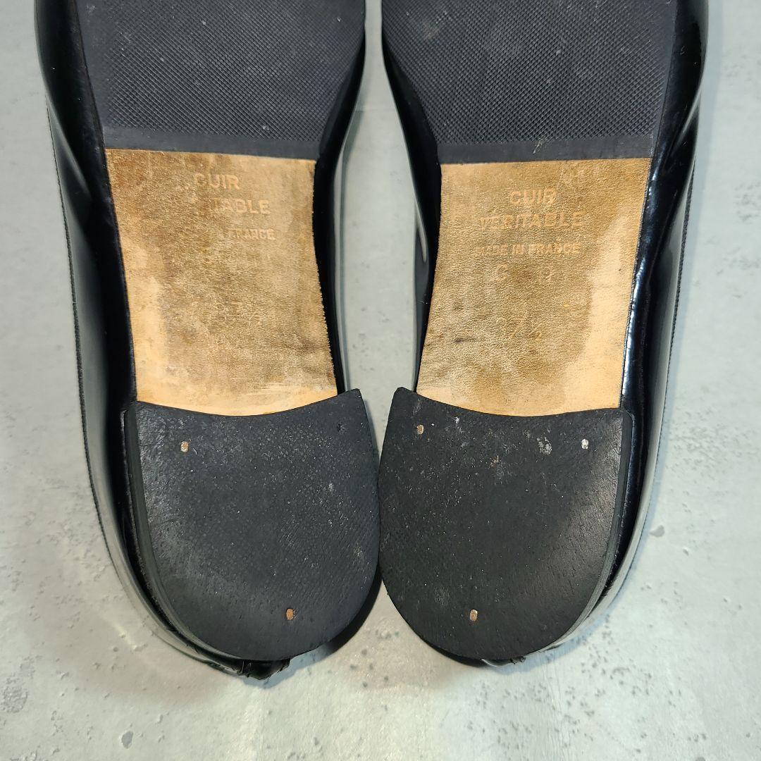 371/2【Repetto】レペット　フラットバレエシューズ　エナメル　ブラック