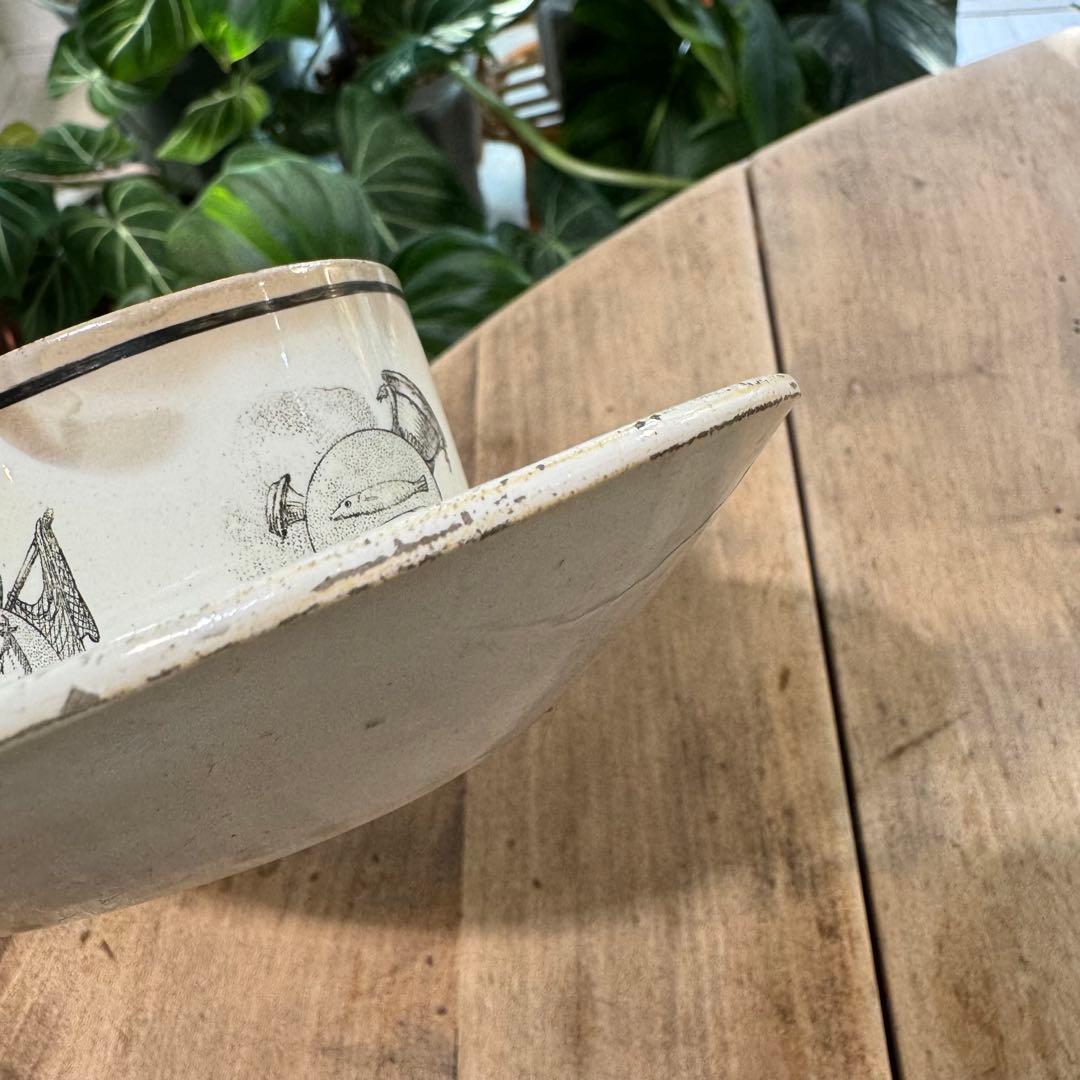 激レア！フランスアンティーク　バターケース　クレイユ窯　Terre de fer