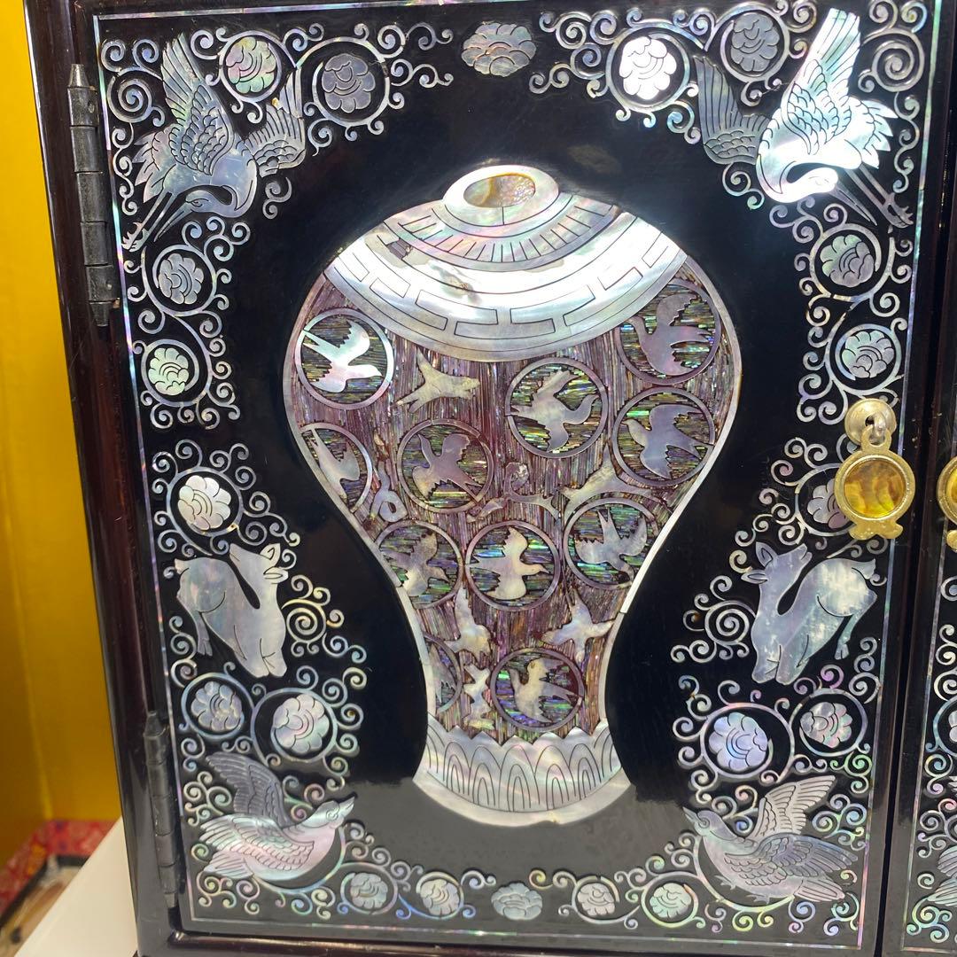 螺鈿，貝殻細工，宝石入り，小物入り，化粧箱、アクセサリーケース