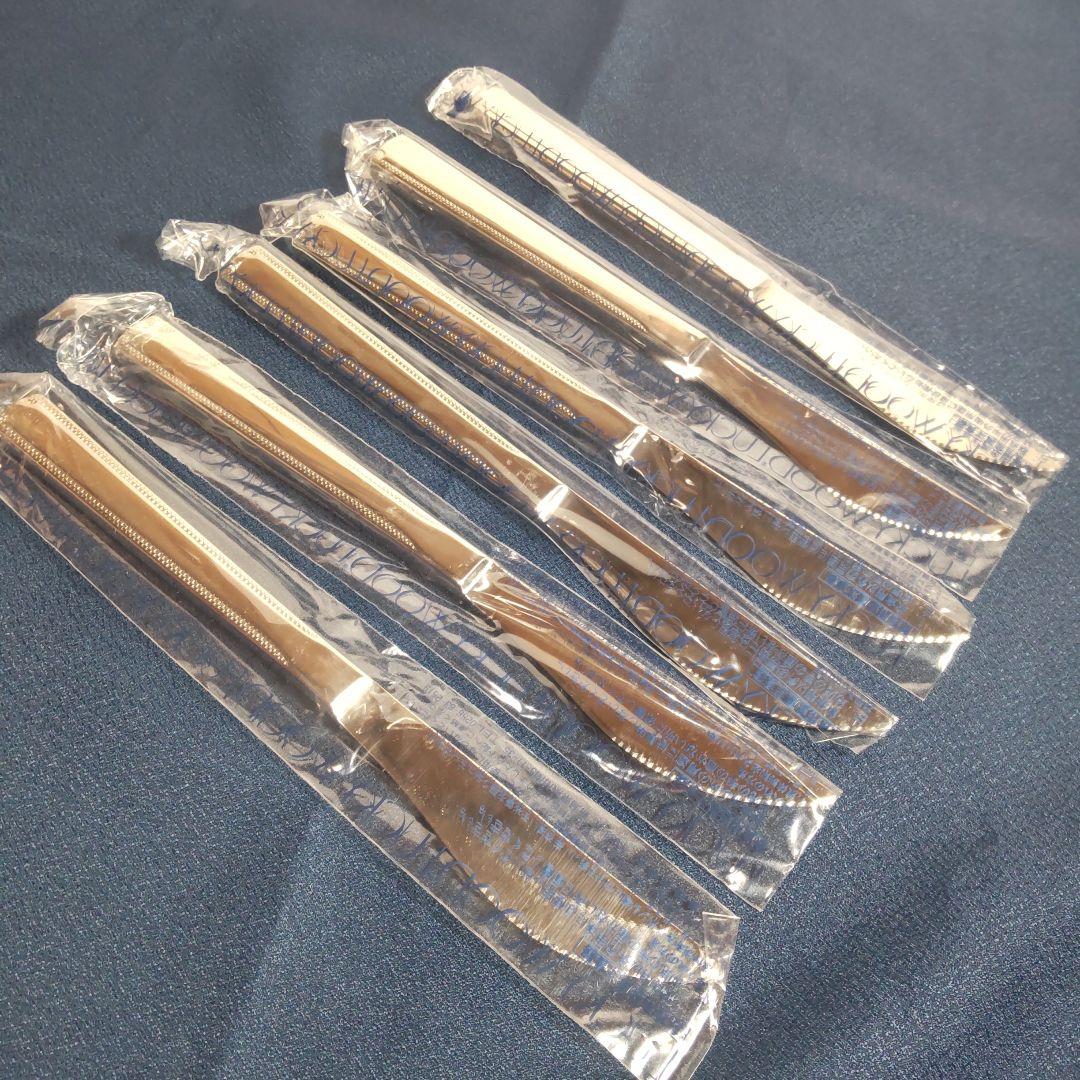 新品 ラッキーウッド 18-12 ロマンス デザート ディナーナイフ 6本