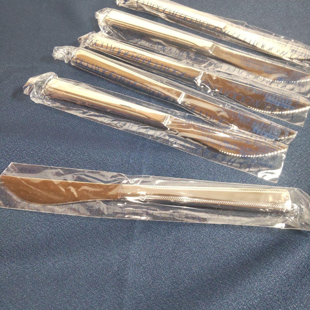 新品 ラッキーウッド 18-12 ロマンス デザート ディナーナイフ 6本