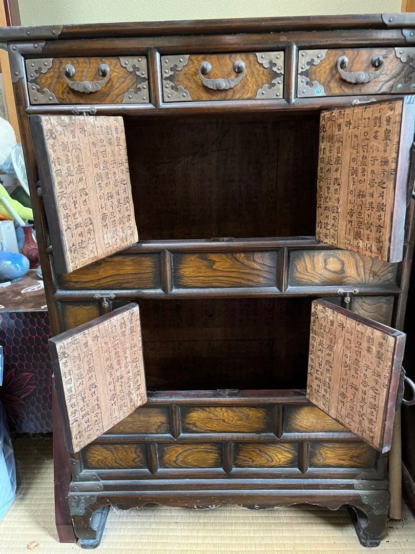 李朝家具　韓国 李朝家具 書庫 箪笥 真鍮金具
