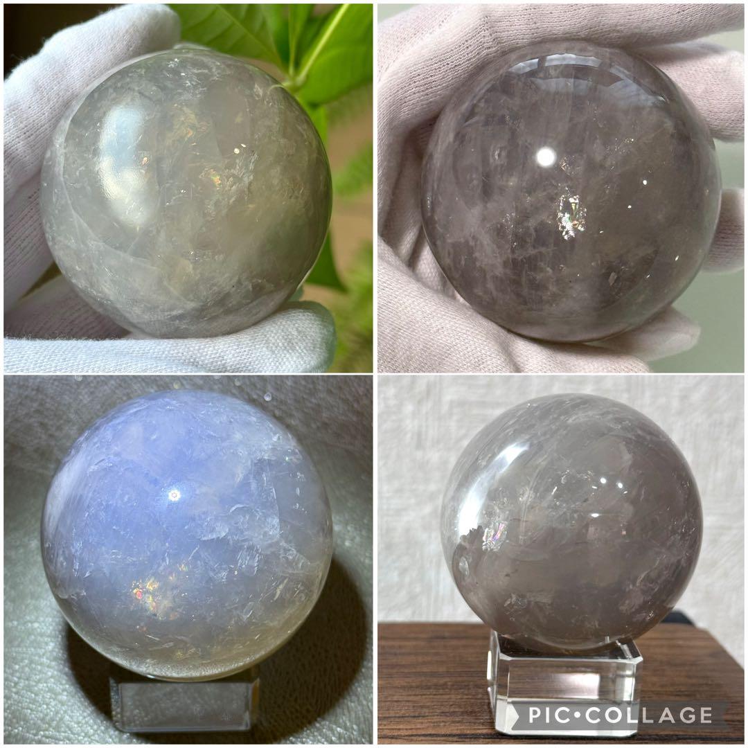 ブルーローズクォーツ　グレー　スフィア　53mm マダガスカル産　天然石