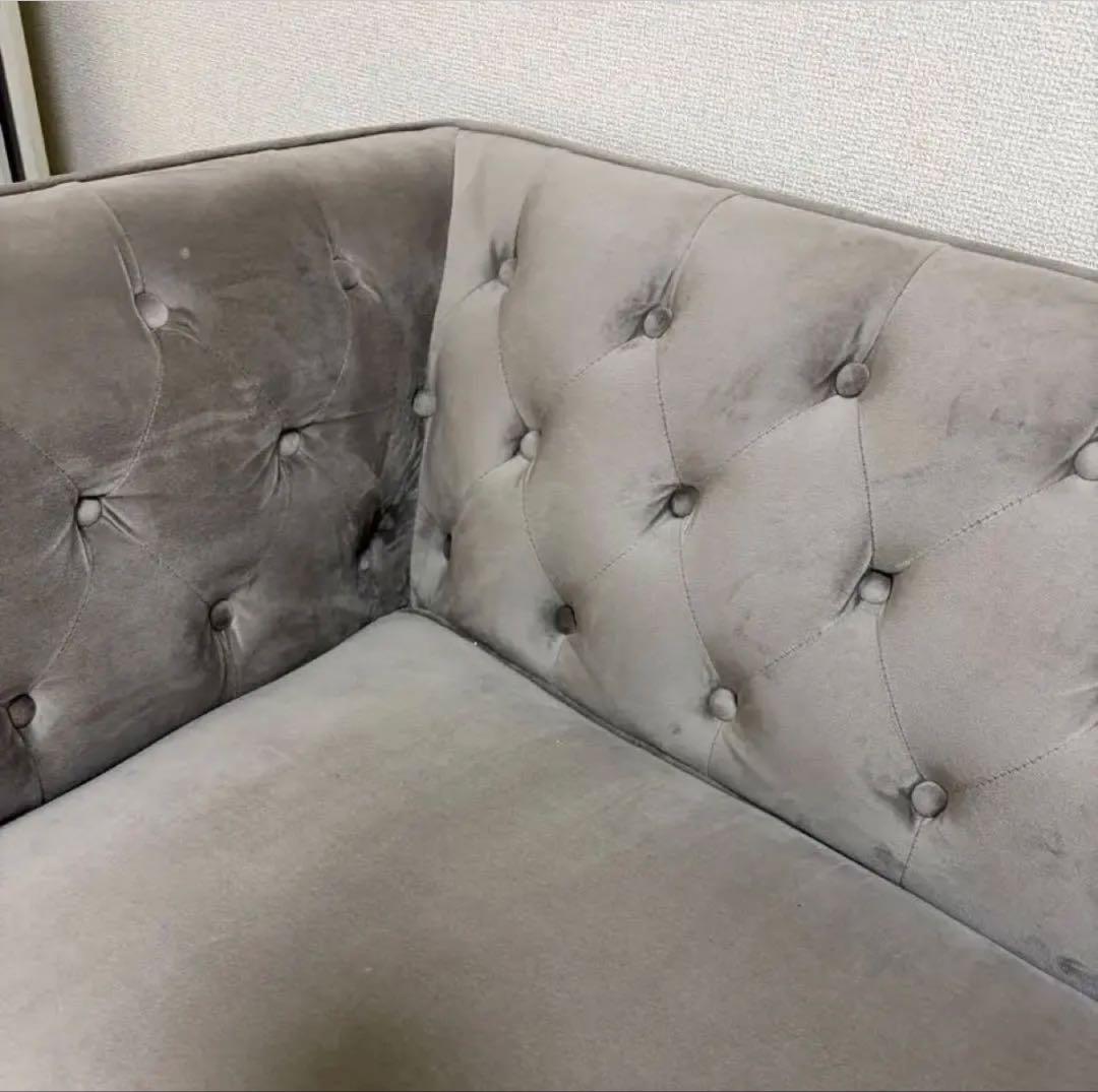 LOWYA ソファ 2人掛けソファ カウチソファ ベルベット調