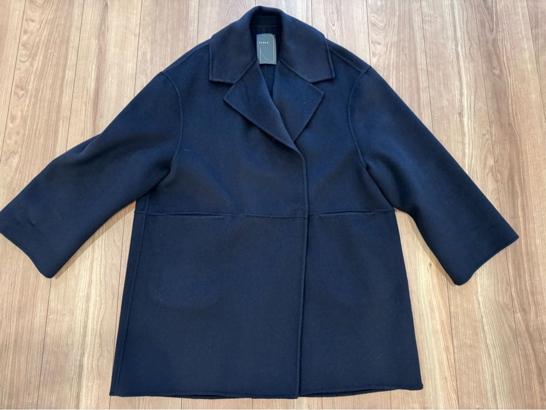 NOBLE - Super160s リバーミドルコート　ネイビ-