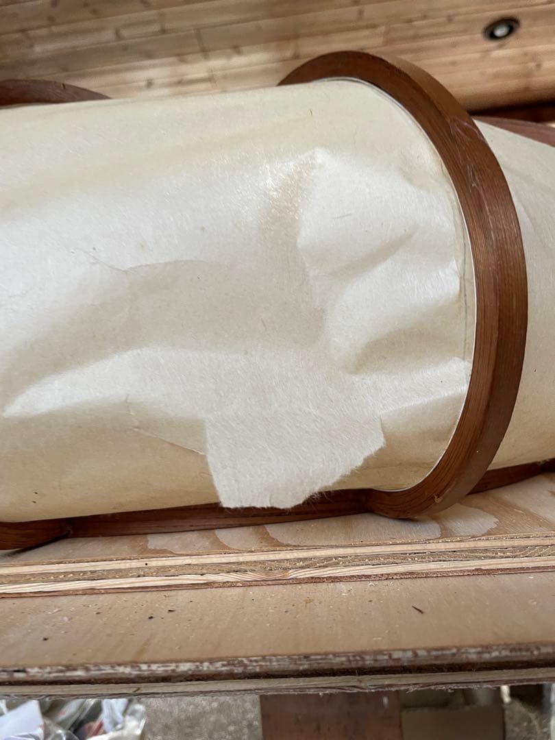 ①送料込み　無垢材　木製照明器具　和紙　LED 直径60㎝　高さ22〜27㎝