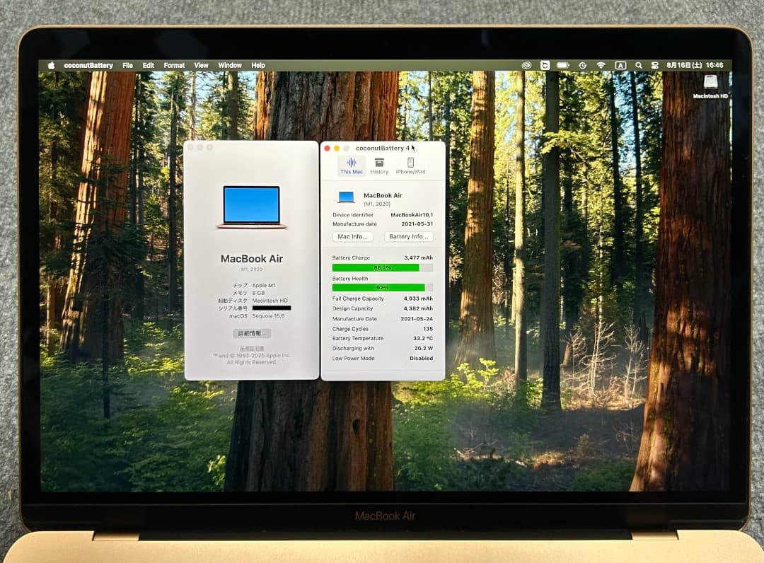 MacBook Air M1 Late 2020 ゴールド 美品