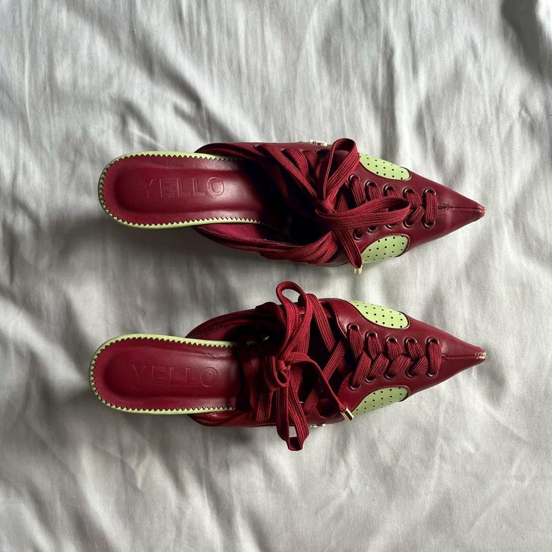 YELLOイエロ　ミュール　ヒール　赤