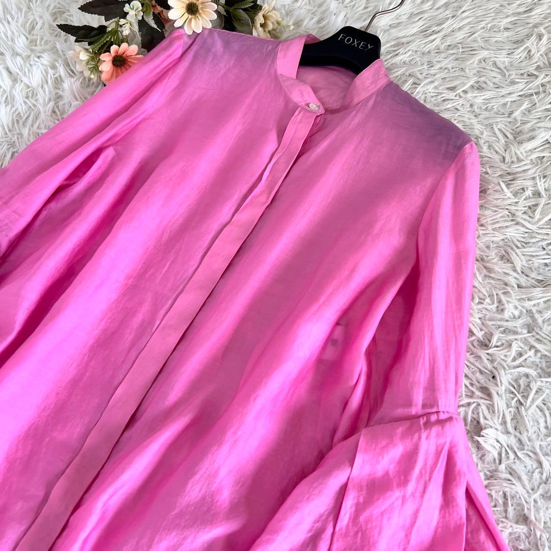 LE PHIL ルフィル シアー ローン ボリューム スリーブ ブラウス ピンク