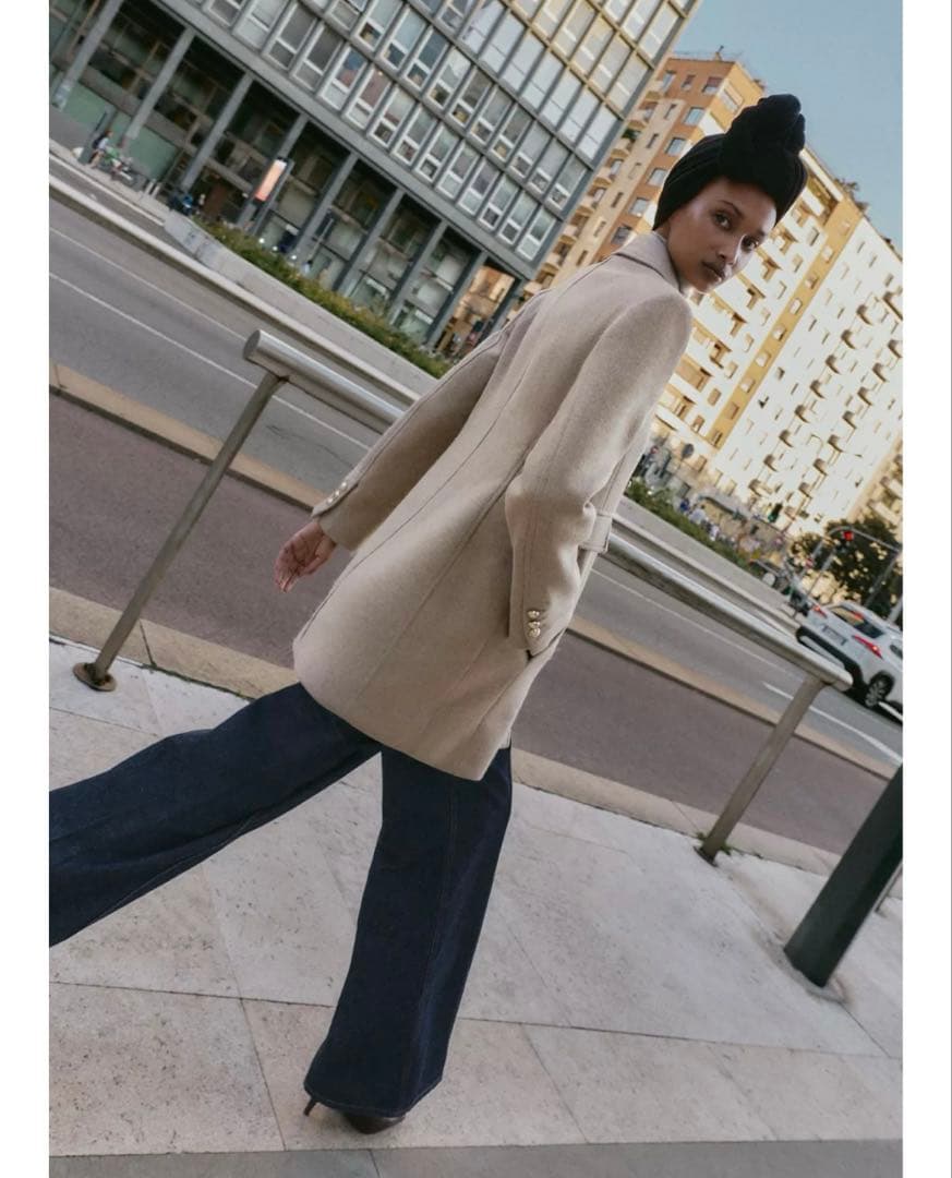 タグ付き新品★ZARAのウール混紡ショート丈ダブルブレストコート★XSサイズ