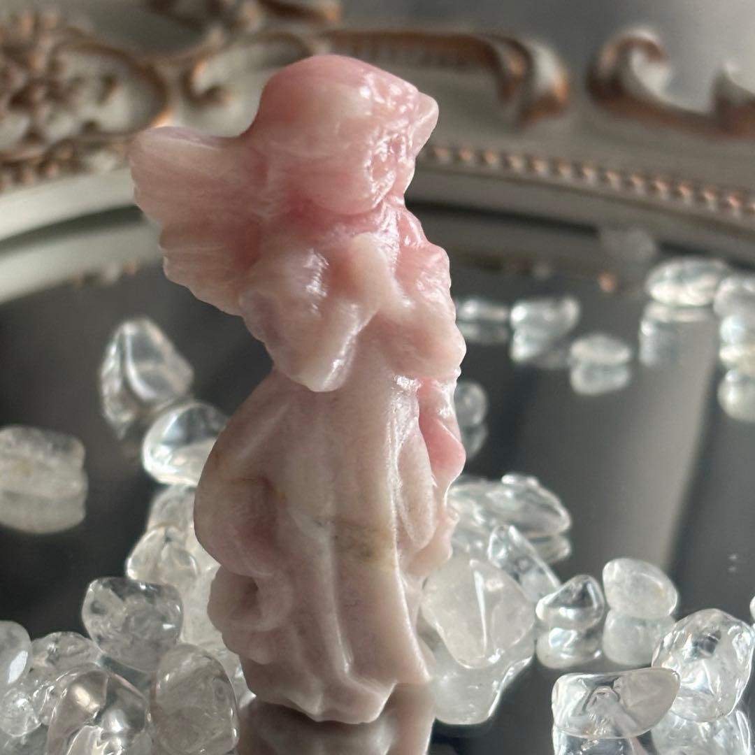 商談中♡♡ピンクオパール カービング天使の置物