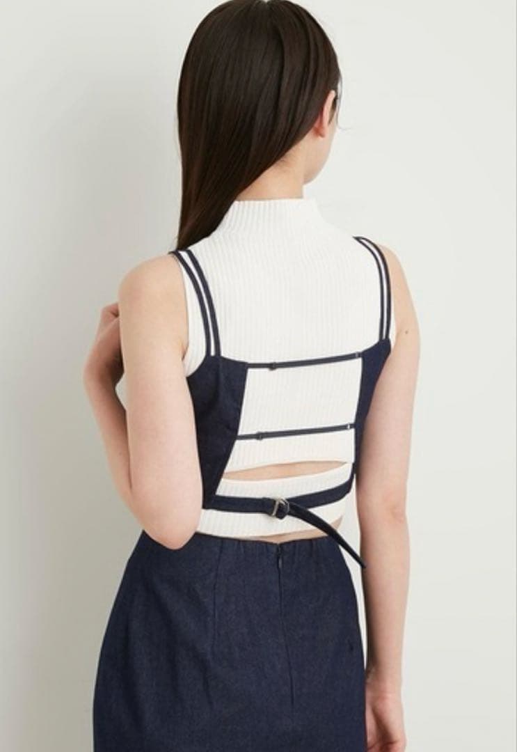 Lily Brownクリアビジュー デニム ビスチェ/ロングスカート サイズF