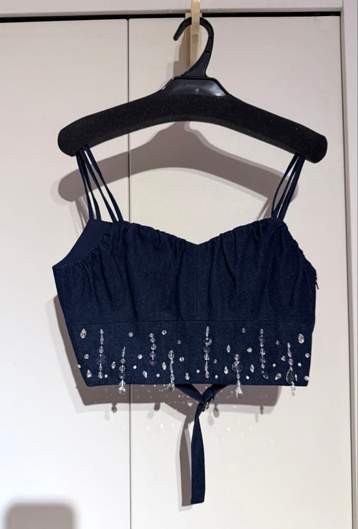 Lily Brownクリアビジュー デニム ビスチェ/ロングスカート サイズF