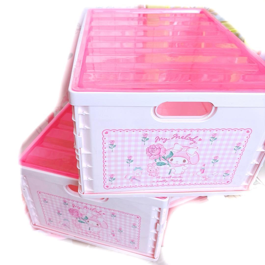 マイメロディ ふた付き折りたたみコンテナ Lサイズ 収納 ボックス ケース 希少