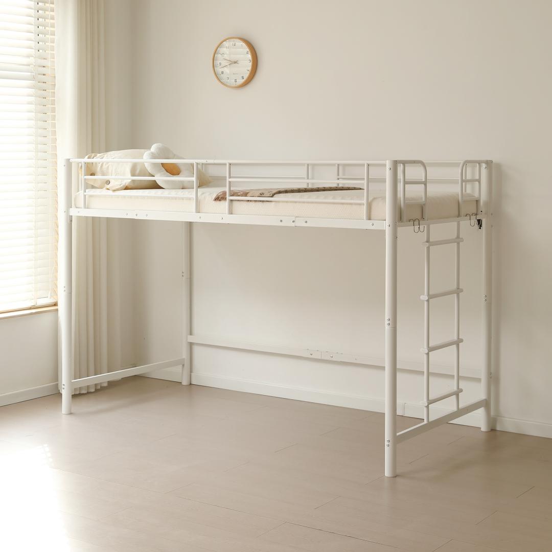 超人気！【高さ140cm】ロフトベッド 耐荷重150kg 一人暮らしWhite