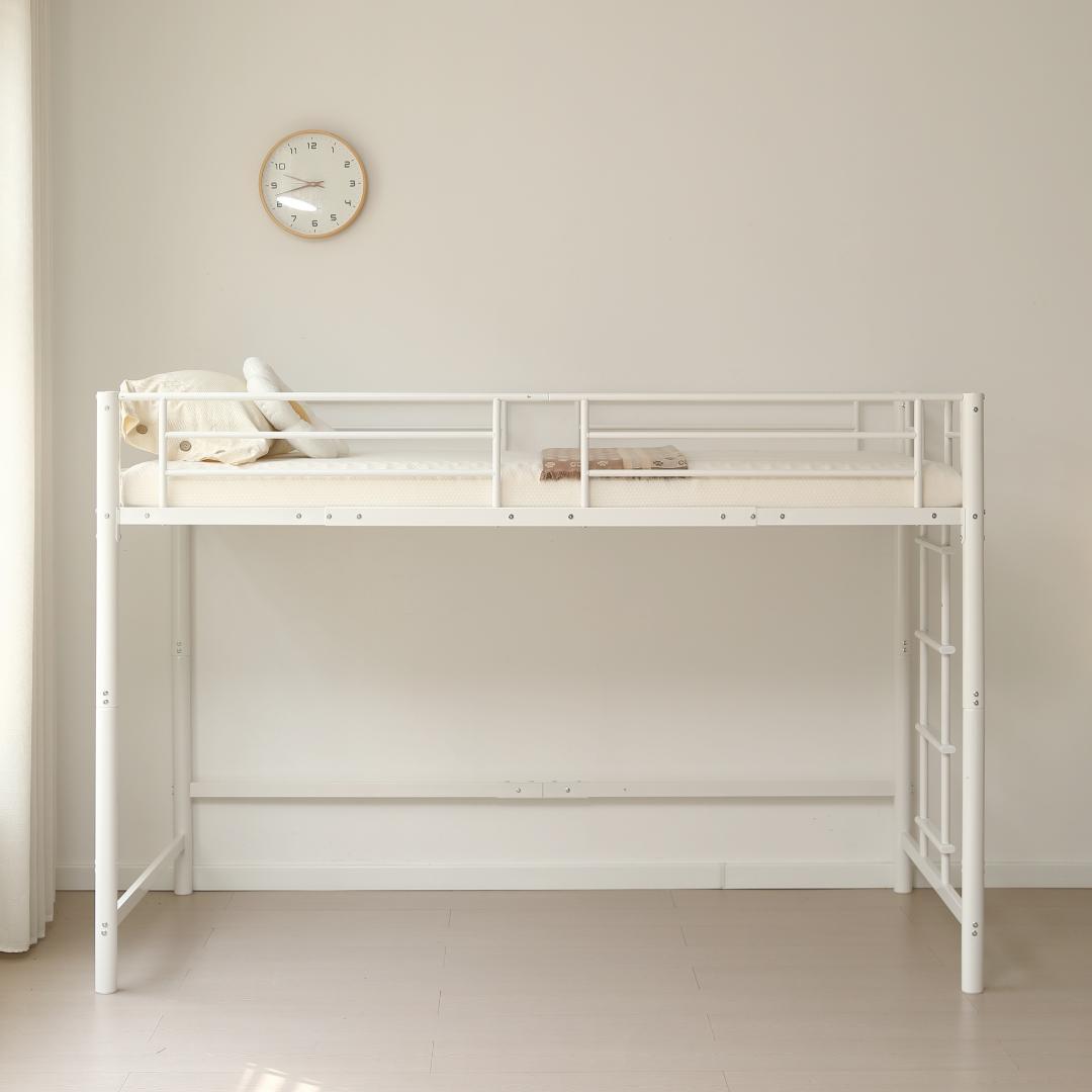 超人気！【高さ140cm】ロフトベッド 耐荷重150kg 一人暮らしWhite