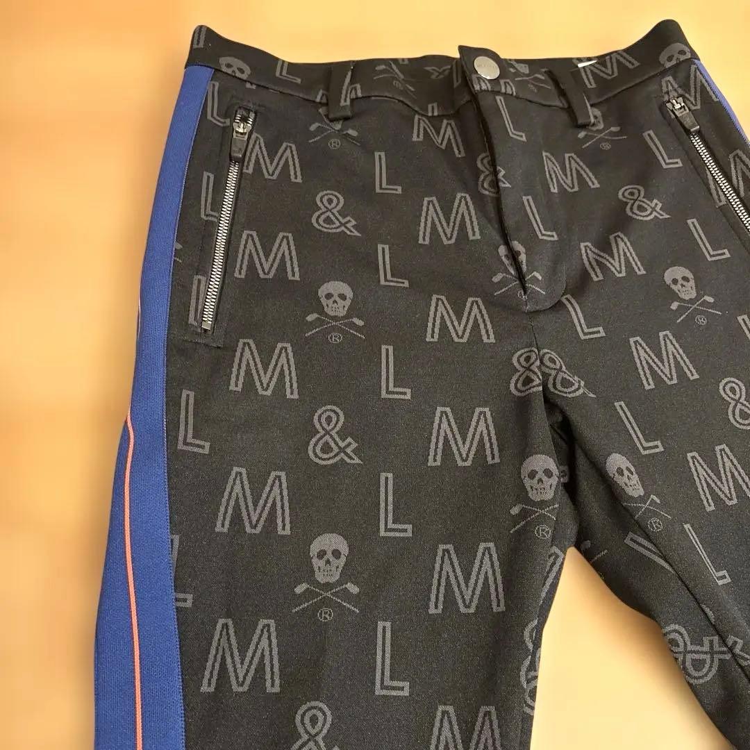 ◼️MARK&LONA◼️スカル柄ストレッチパンツ冬L黒