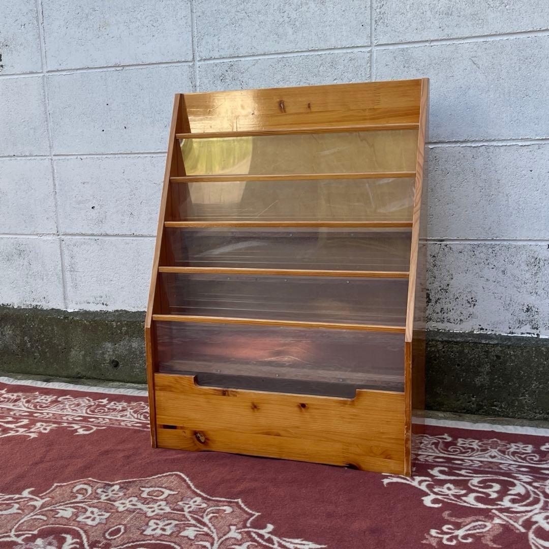 古家具ビンテージ品◾️木製マガジンラック 本立て 絵本立て シェルフ