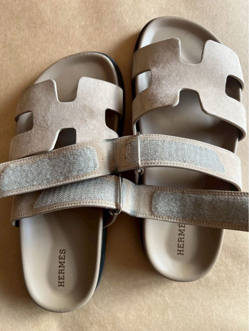 【美品】エルメス HERMES シプレ 37 サンダル ベージュ シェーヴル