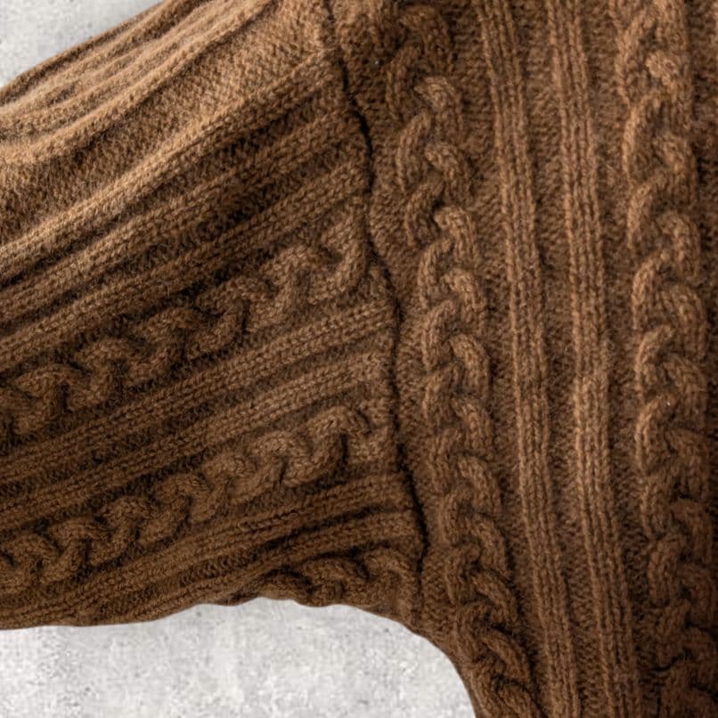 grabre グラブレ カシミヤ100% ケーブル タートルネック ブラウン