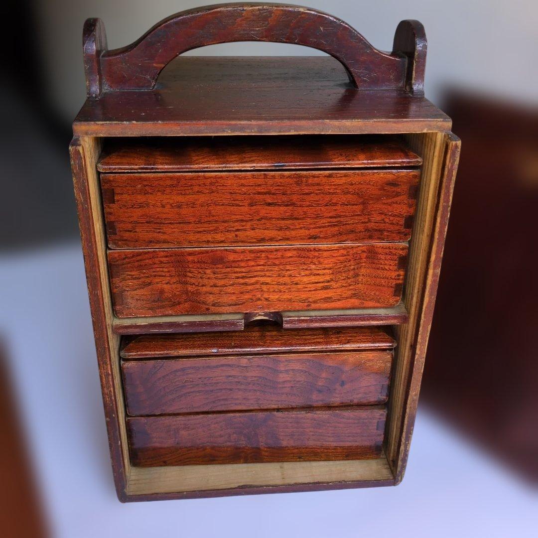 骨董品　訳あり　昔のオカモチ？木製収納箱