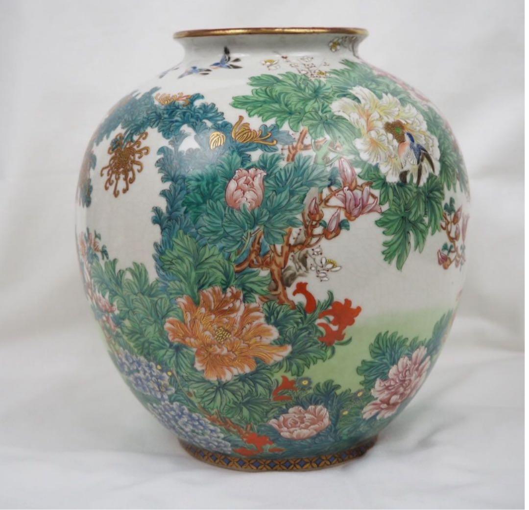 送料無料　九谷焼名工　清水美山造 花瓶 本物保証